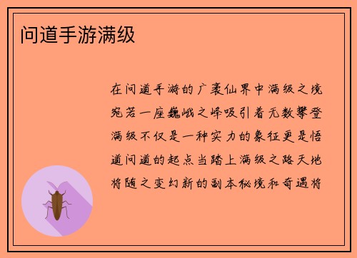 问道手游满级